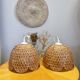 Vintage braided rattan flower suspension