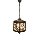 Antique Openwork Sawn Brass Pendant Lamp, early 1900s