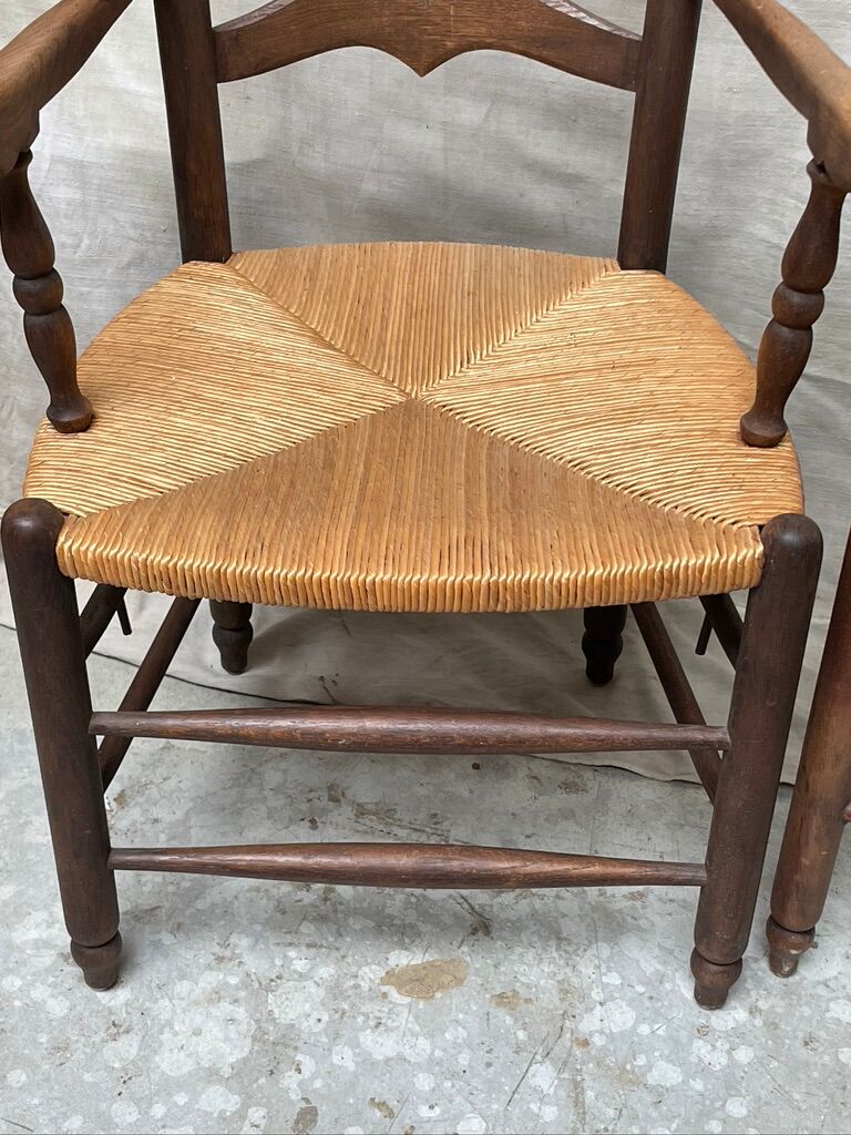 Pair of straw armchairs