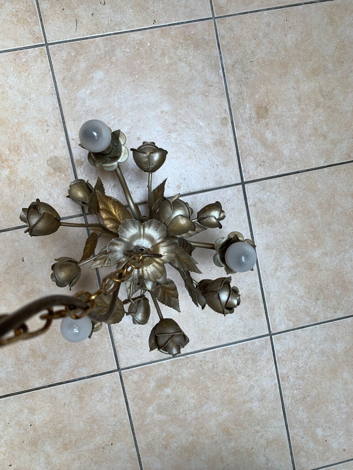 Paire de lustre decor de roses dorées