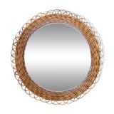 Round vintage wicker mirror - 45 cm