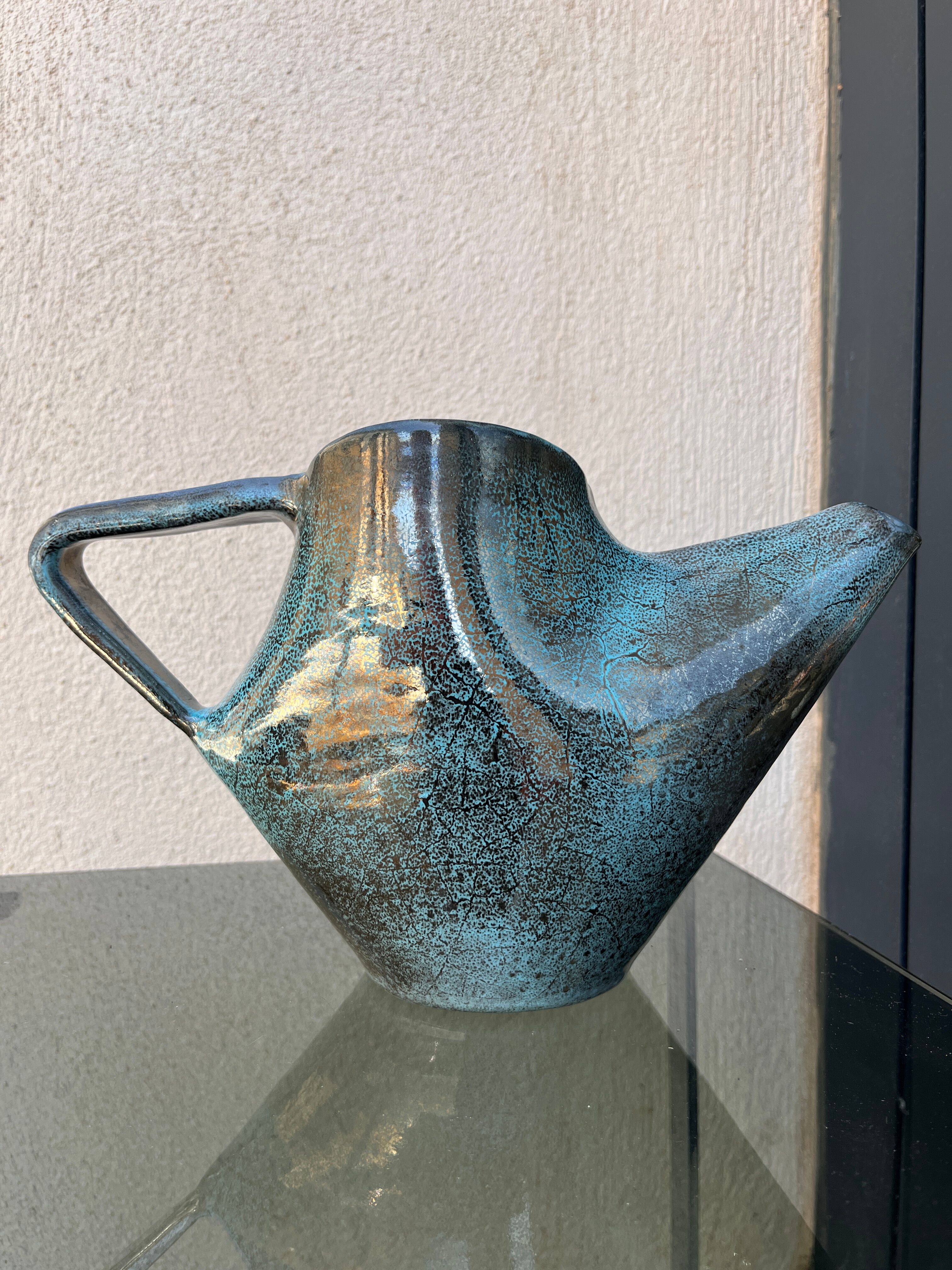 sculptural vase, flamed ceramic, 1970