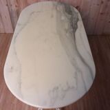 Bistro table with marble tray and wrought iron feet