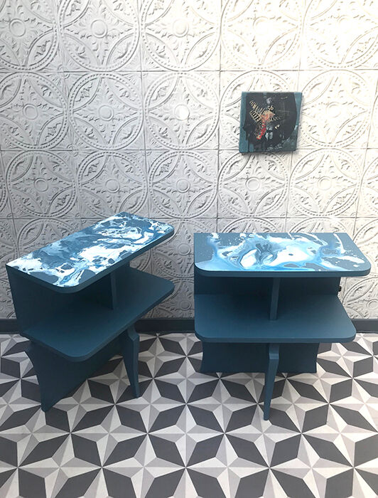 Pair of bedside blue