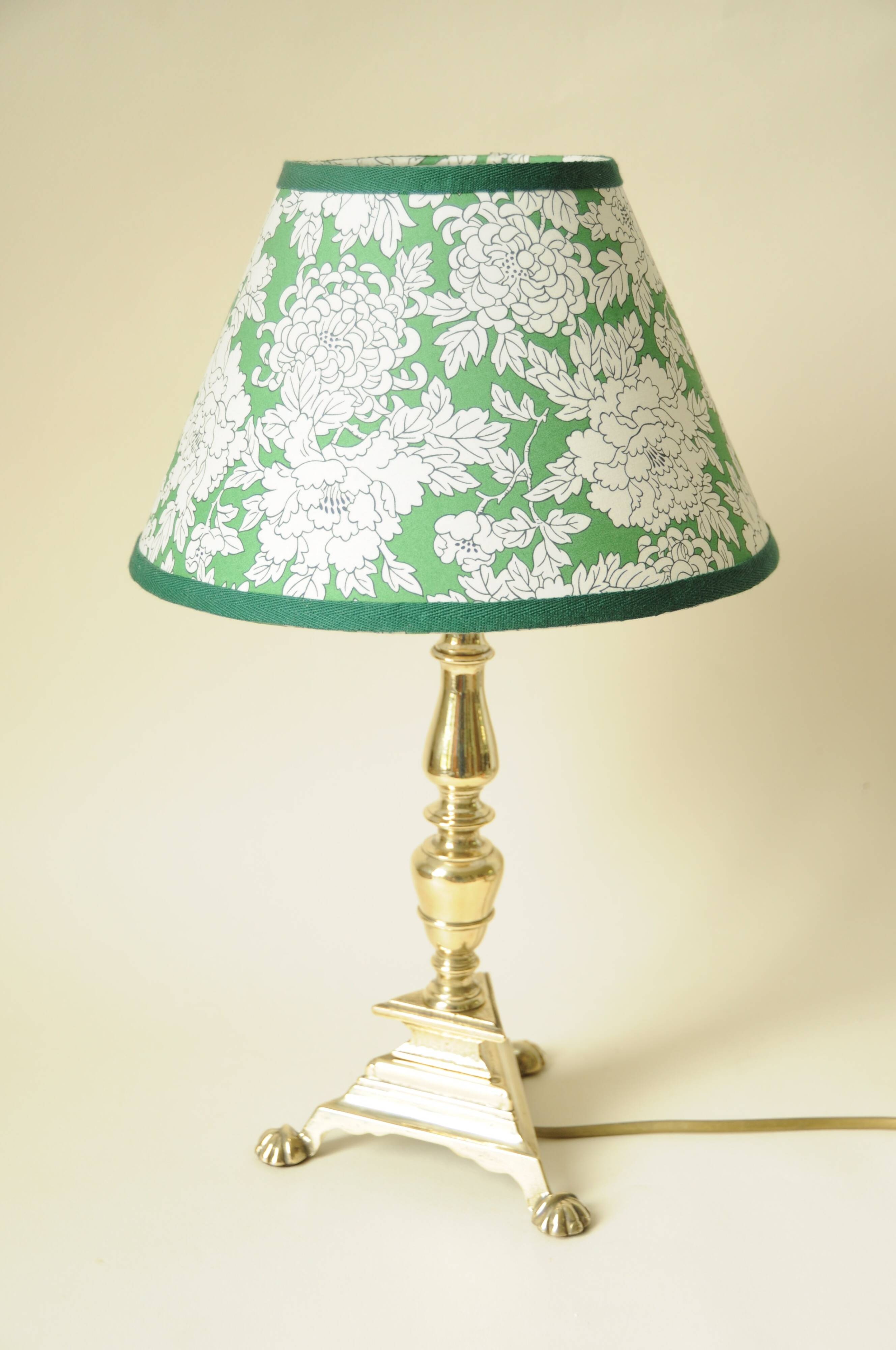 Brass Floor Lamp - Green Liberty Flower Shade