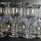 9 antique glass wine glasses engraved with flowers