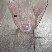 Murano glass vase (handkerchief) with a pink network pattern