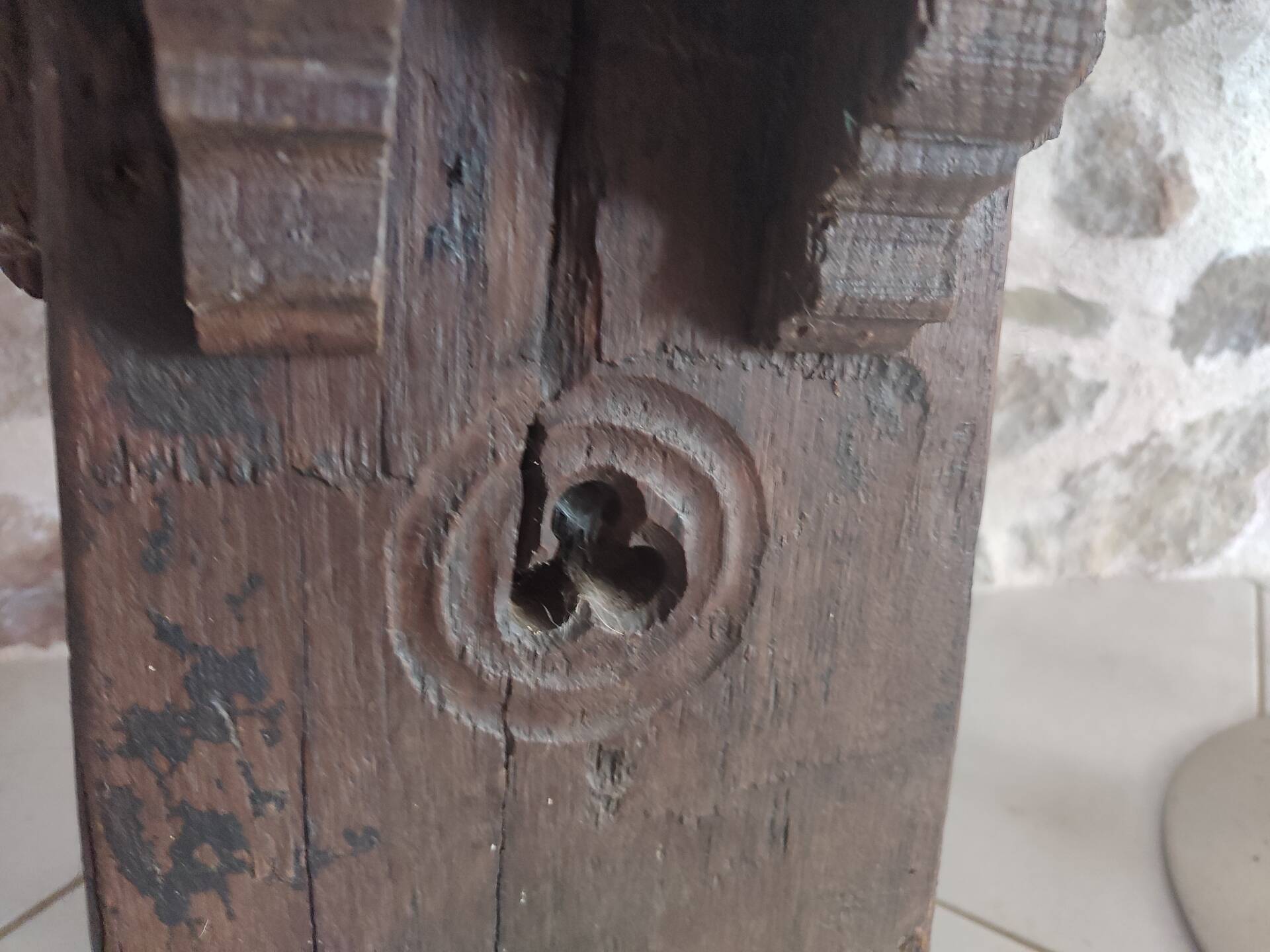 Brutalist monastic stool in solid oak