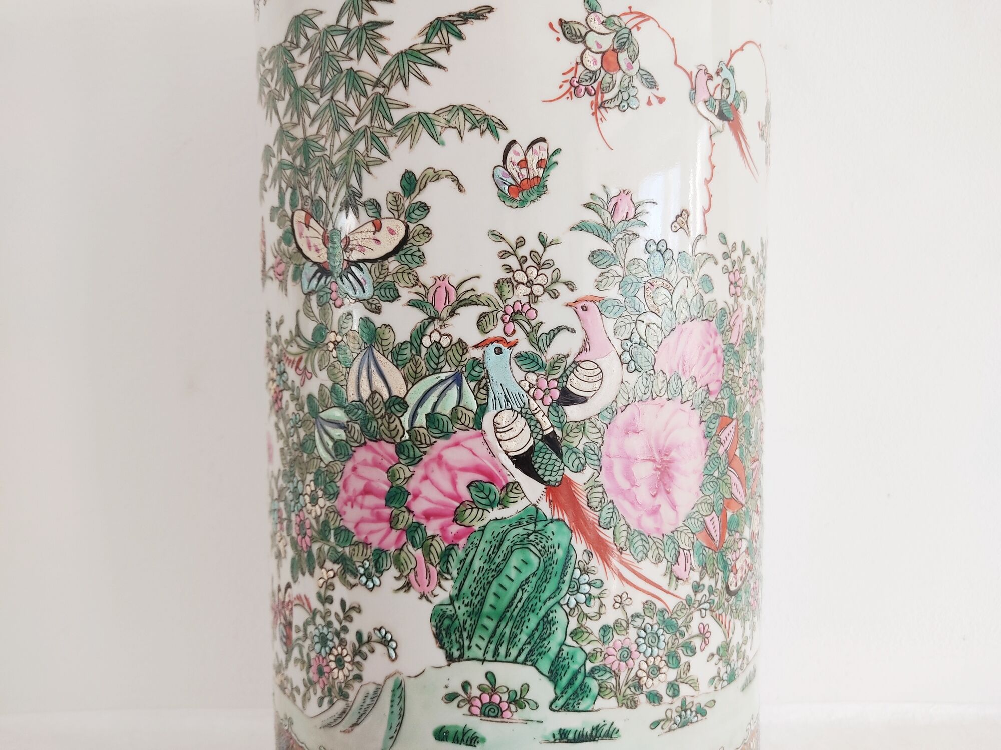 Vase rouleau de 47 cm en porcelaine de Canton Chine