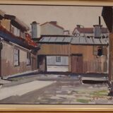 Original Oil on Canvas – “Side Street” by Yo Johansson – Signed, Framed