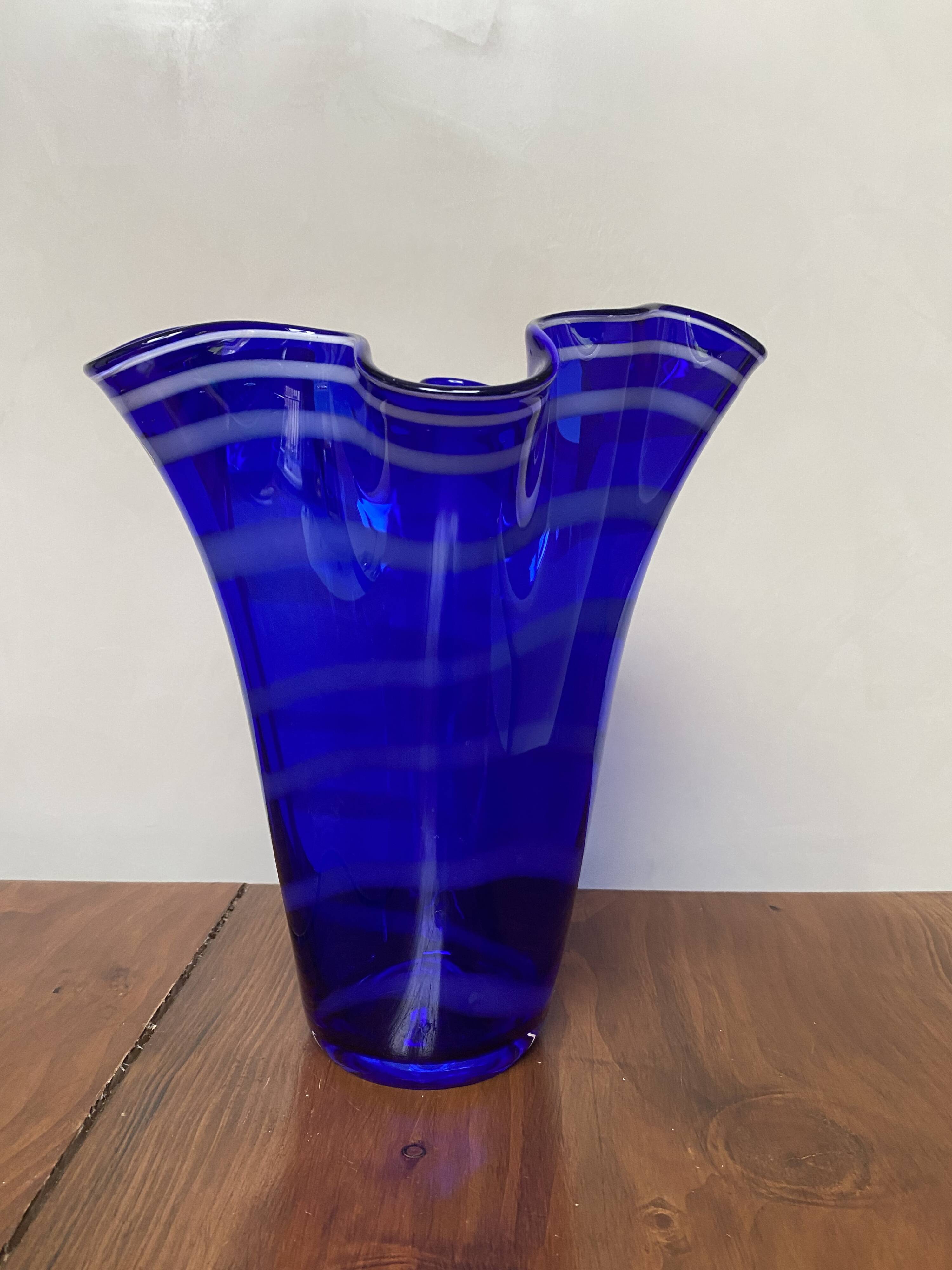 cobalt blue handkerchief vase