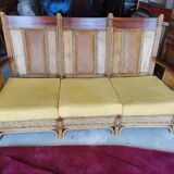 Old set sofa and rattan chair and caning