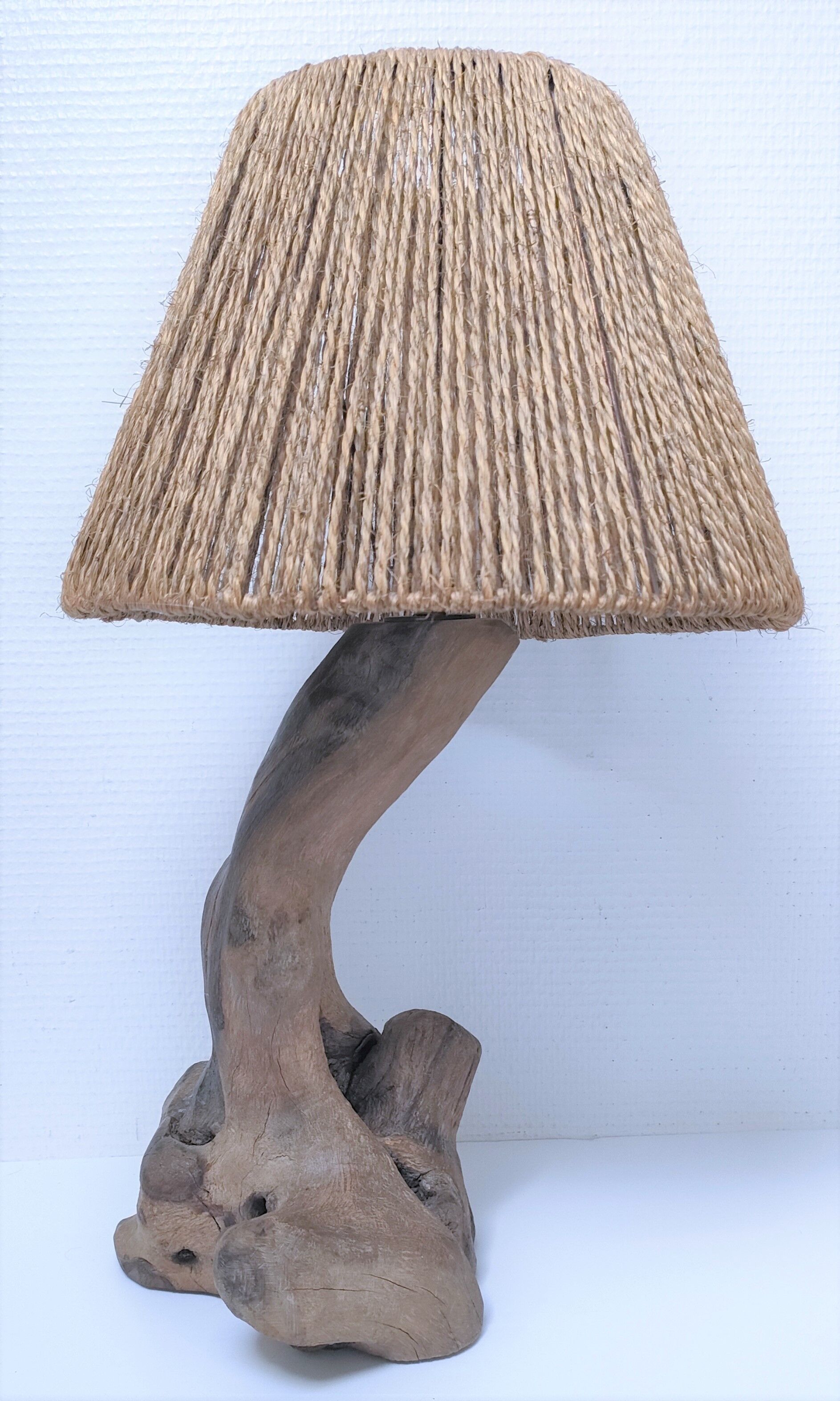 Brutalist solid patinated wood lamp foot