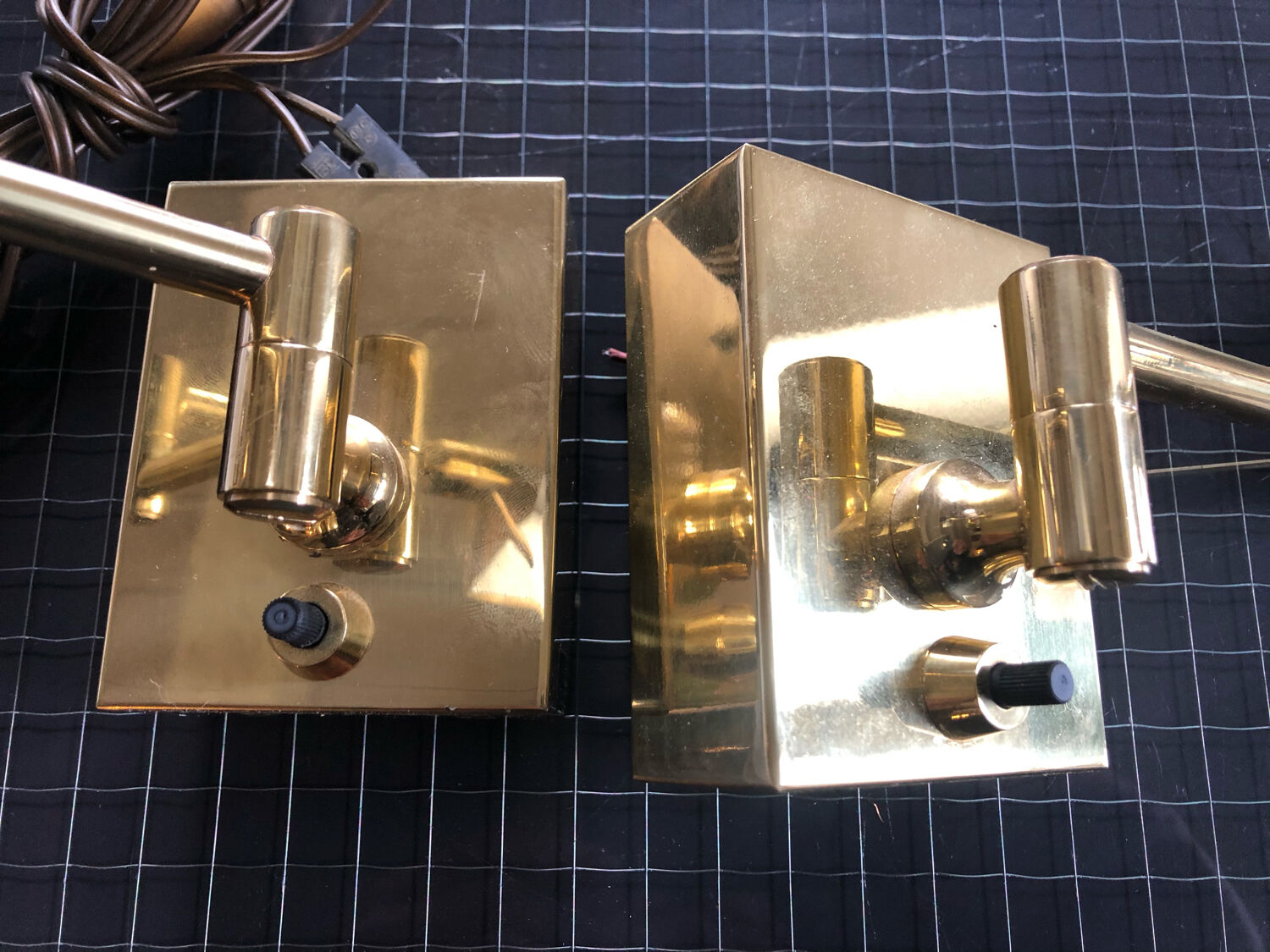 Pair of articulated wall lamps gilded brass Marset circa 1970