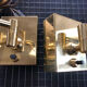 Pair of articulated wall lamps gilded brass Marset circa 1970