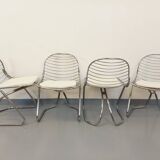 Set of 4 vintage Italian Gastone Rinaldi style chairs in chrome metal