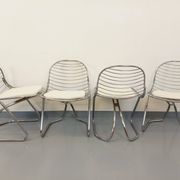 Set of 4 vintage Italian Gastone Rinaldi style chairs in chrome metal