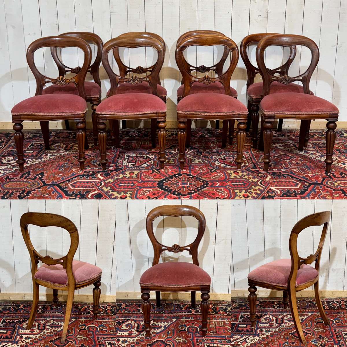 Suite de 8 chaises anglaises en acajou de style Victorien