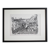 Stig Claesson "Stockholm Roofs" Lithography, 42x32cm, 1981