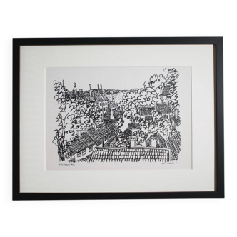 Stig Claesson "Stockholm Roofs" Lithography, 42x32cm, 1981