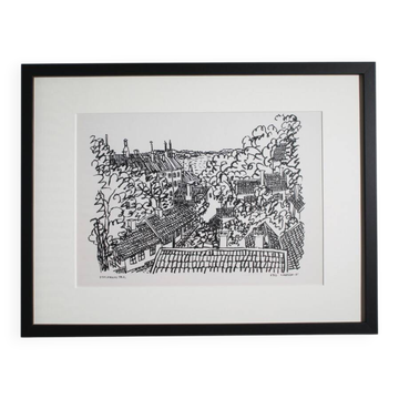 Stig Claesson "Stockholm Roofs" Lithography, 42x32cm, 1981