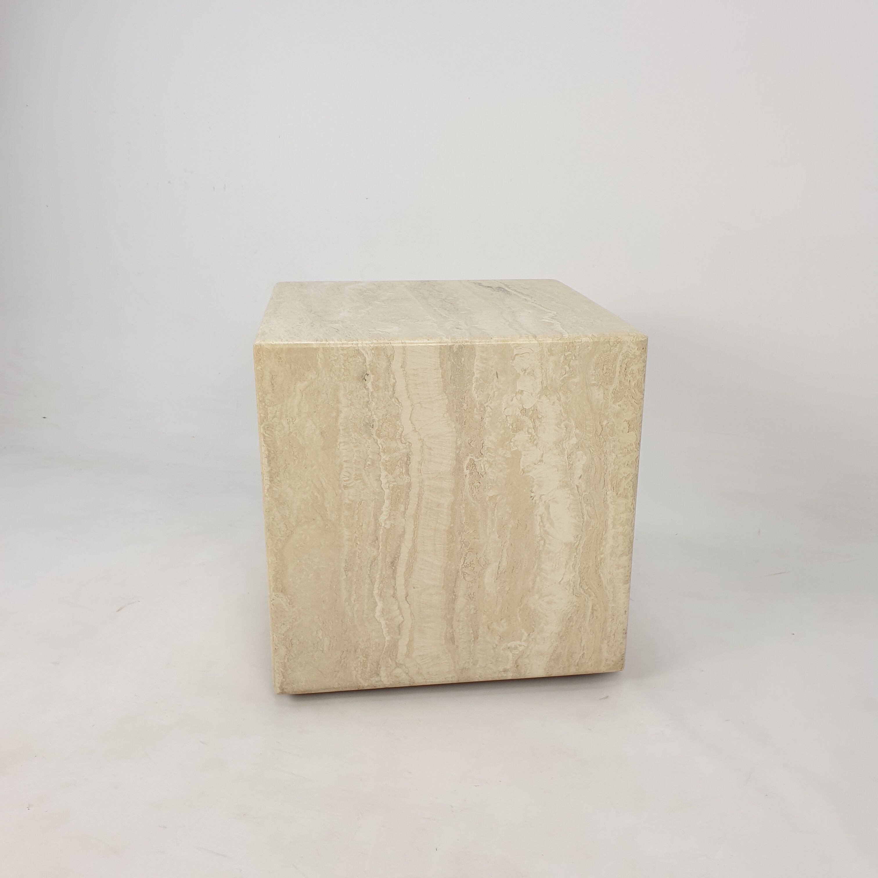 Italian Travertine Side Table, 1980's
