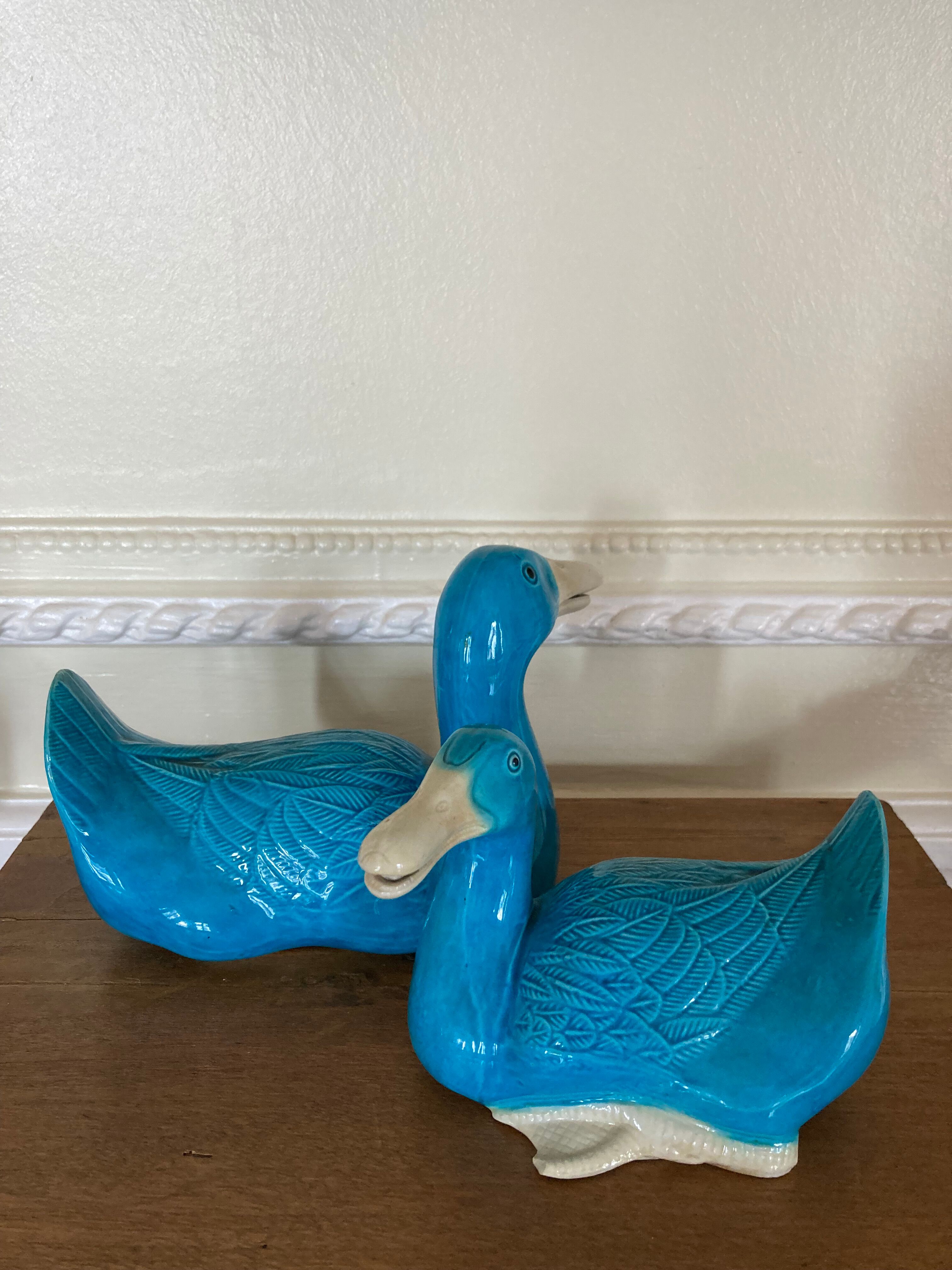 Paire de canards en porcelaine de Chine - milieu XXeme