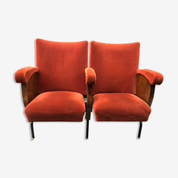 1950s red velvet movie armchairs