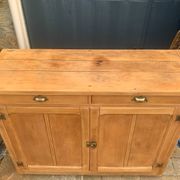 Grand Parisian buffet with billot and butterfly hinges, raw wood, 1930.
