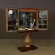 Cabinet de bar Aldo Tura en peau de chèvre sur piédestal, années 1960