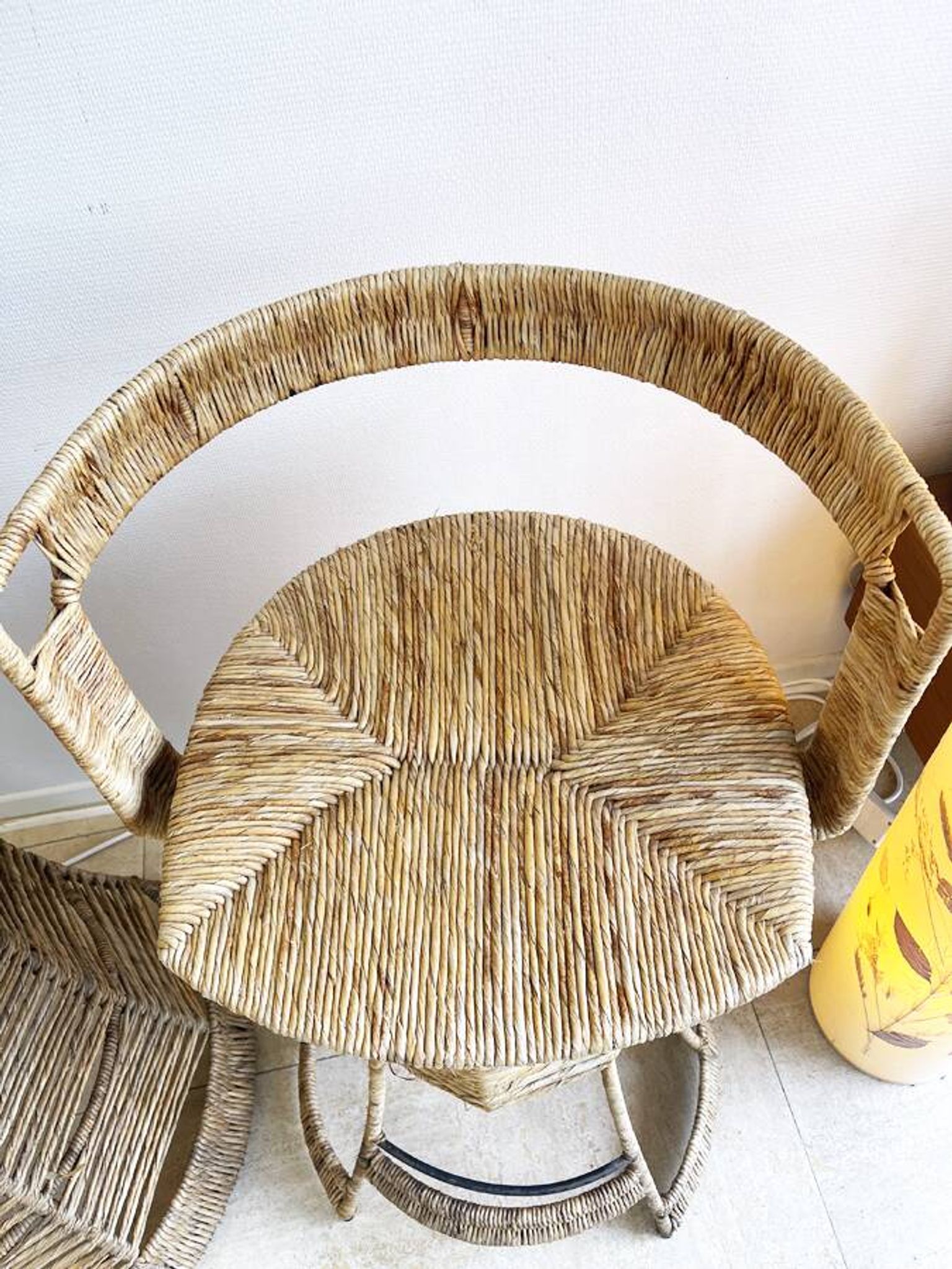 High rattan stool – creation by Roger Coster, 1970