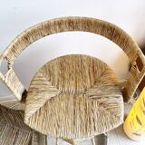High rattan stool – Roger Coster design, 1970