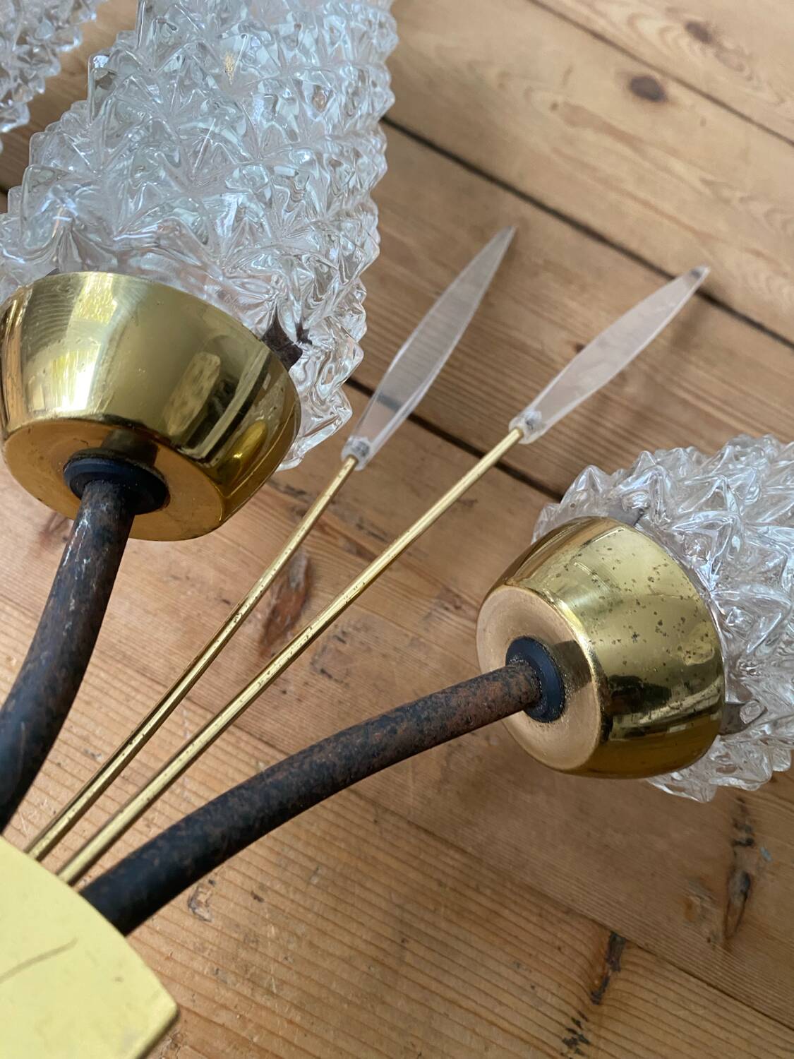 Pair of vintage mid-century tulip wall sconces from the 1950s