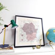 Old map of Romania and Bulgaria 43x43cm from 1950