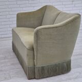 1960s, Danish 2 seater sofa, original condition, green furniture velour.