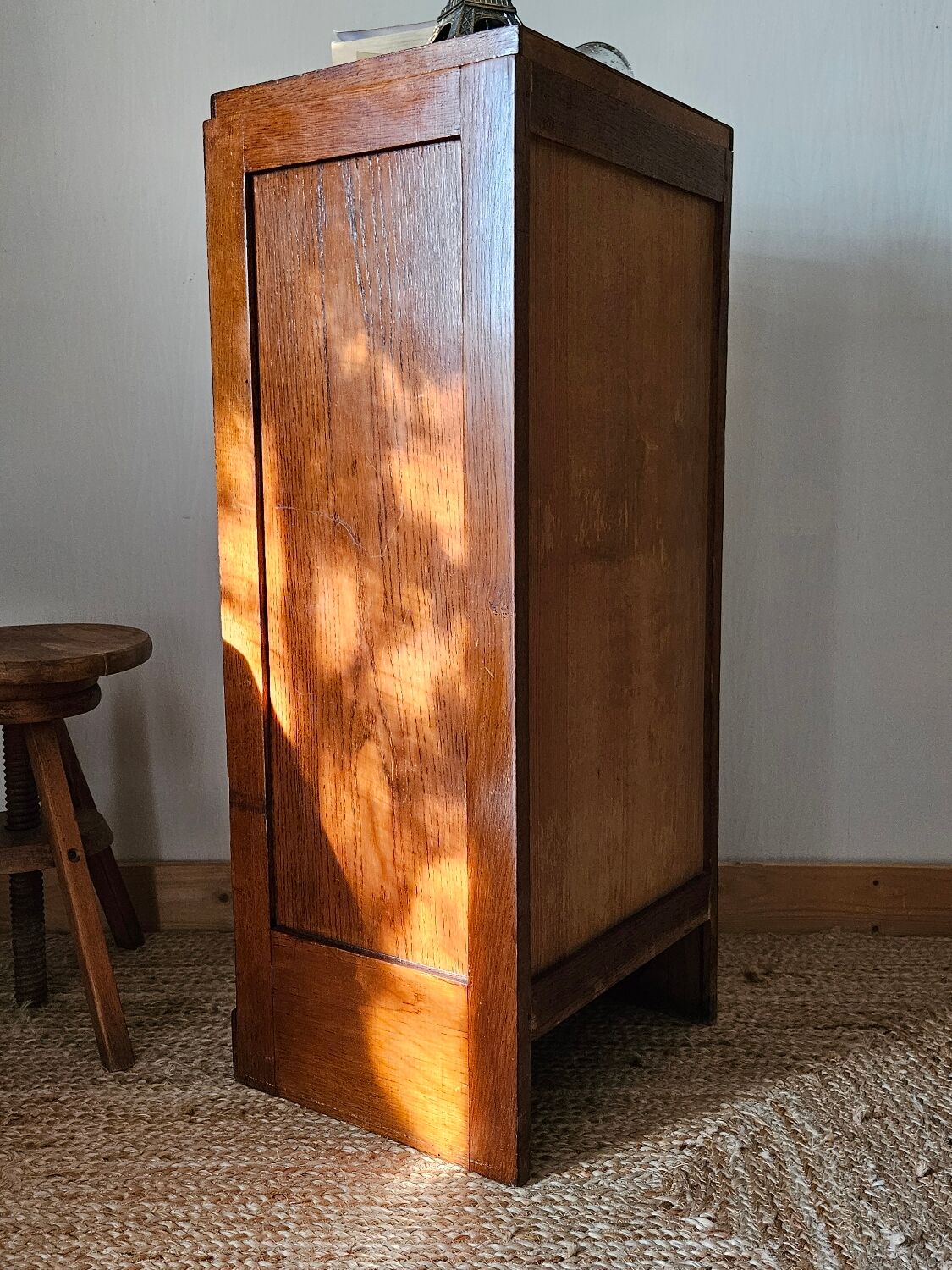 Meuble rideau chêne vintage