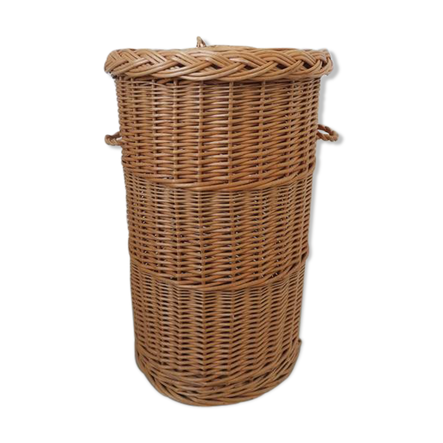 Rattan basket with handles and lid 60/70