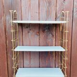 Vintage modular wall shelf, metal and brass, circa 1960s