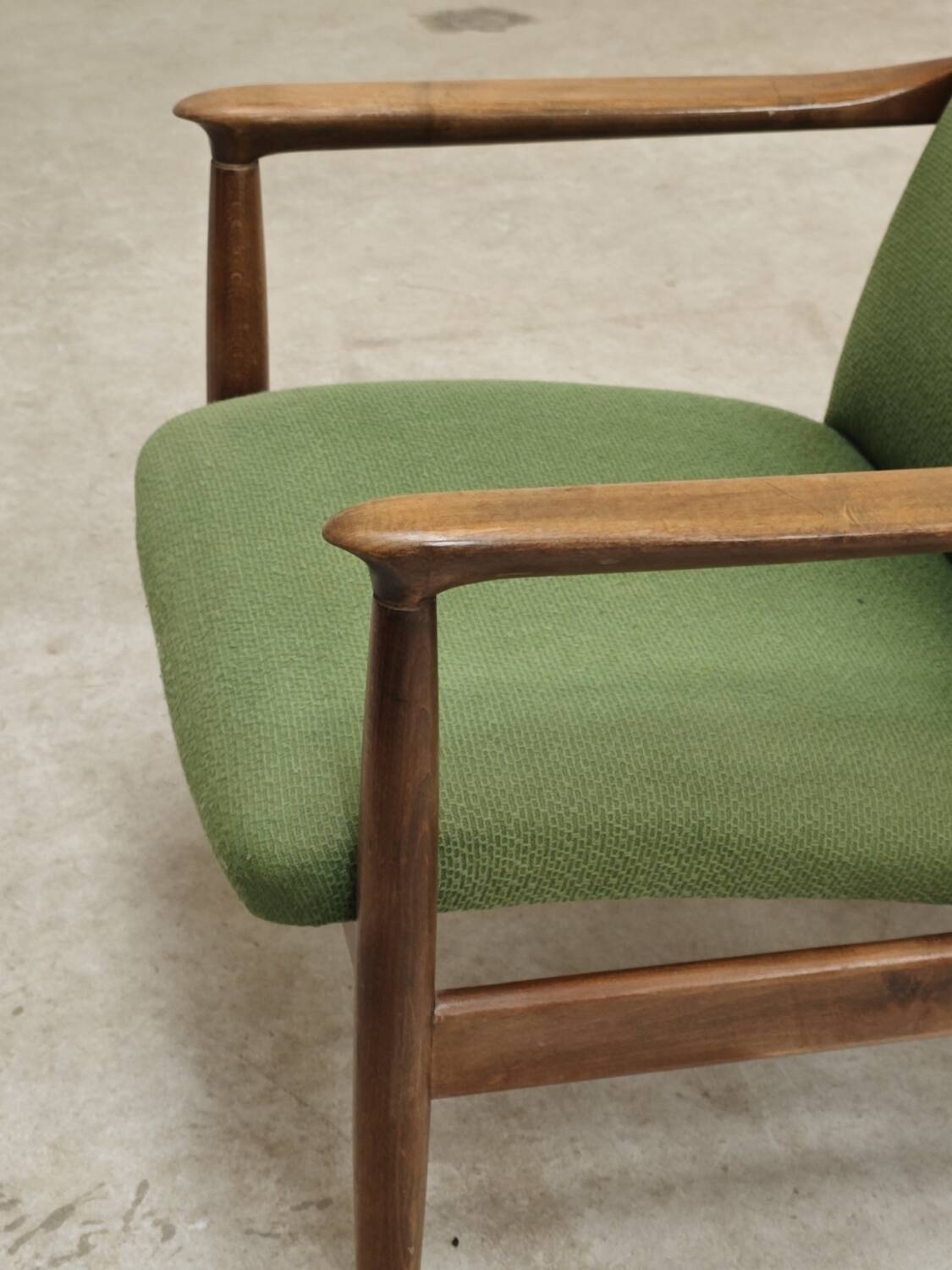 Pair of green GMF 64 armchairs by
Edmund Homa, Poland, 1960s