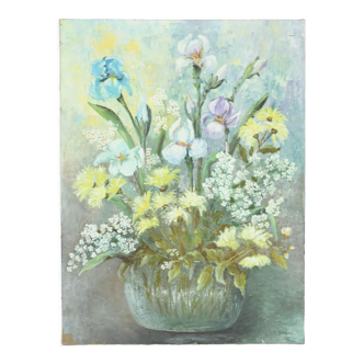 Huile sur toile bouquet de fleurs