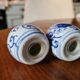 Saliere and porcelain pepper