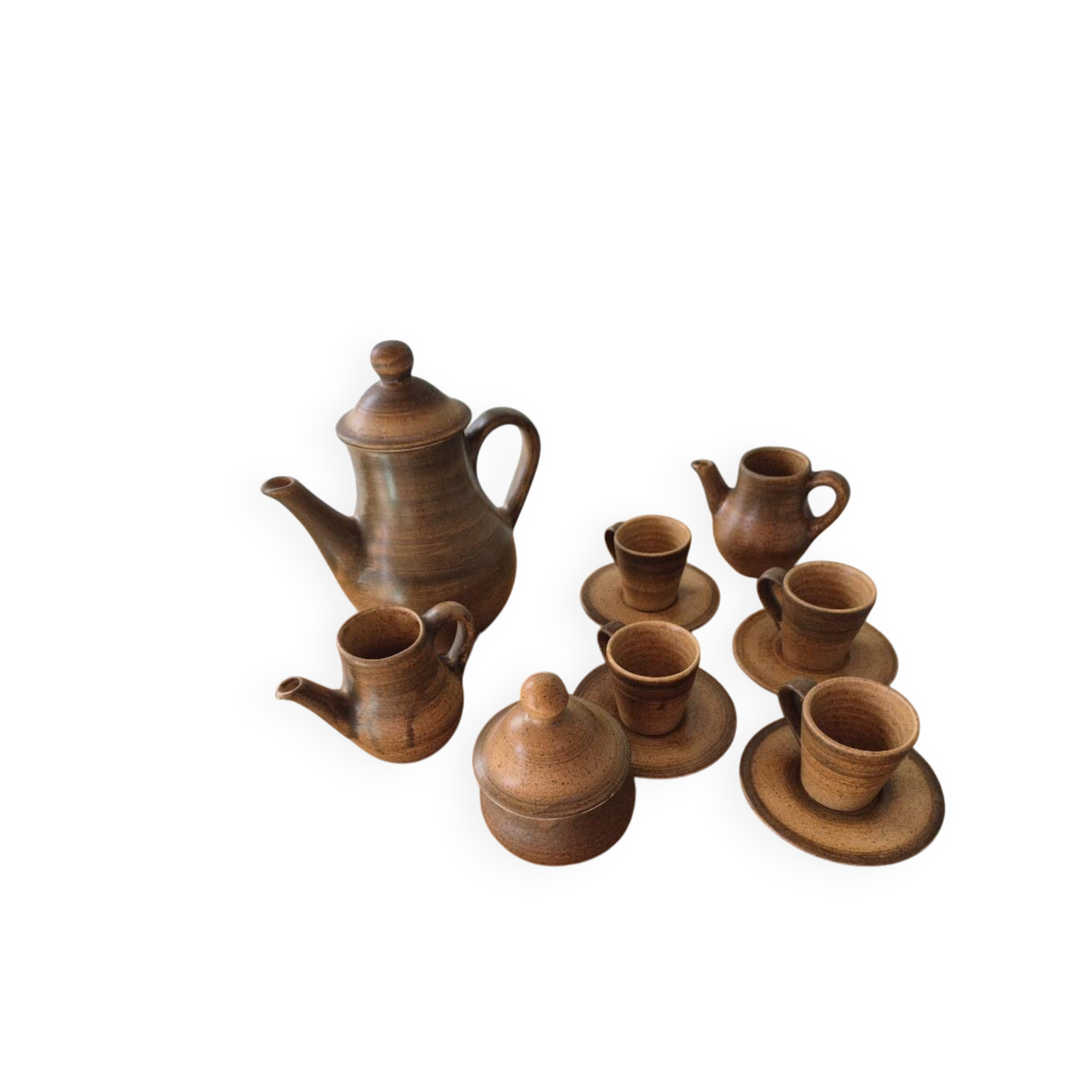 Service à café / thé vintage en grès pyrité artisanale