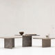 Ensemble de 3 tables basses carrées en marbre fossile, design des années 1970