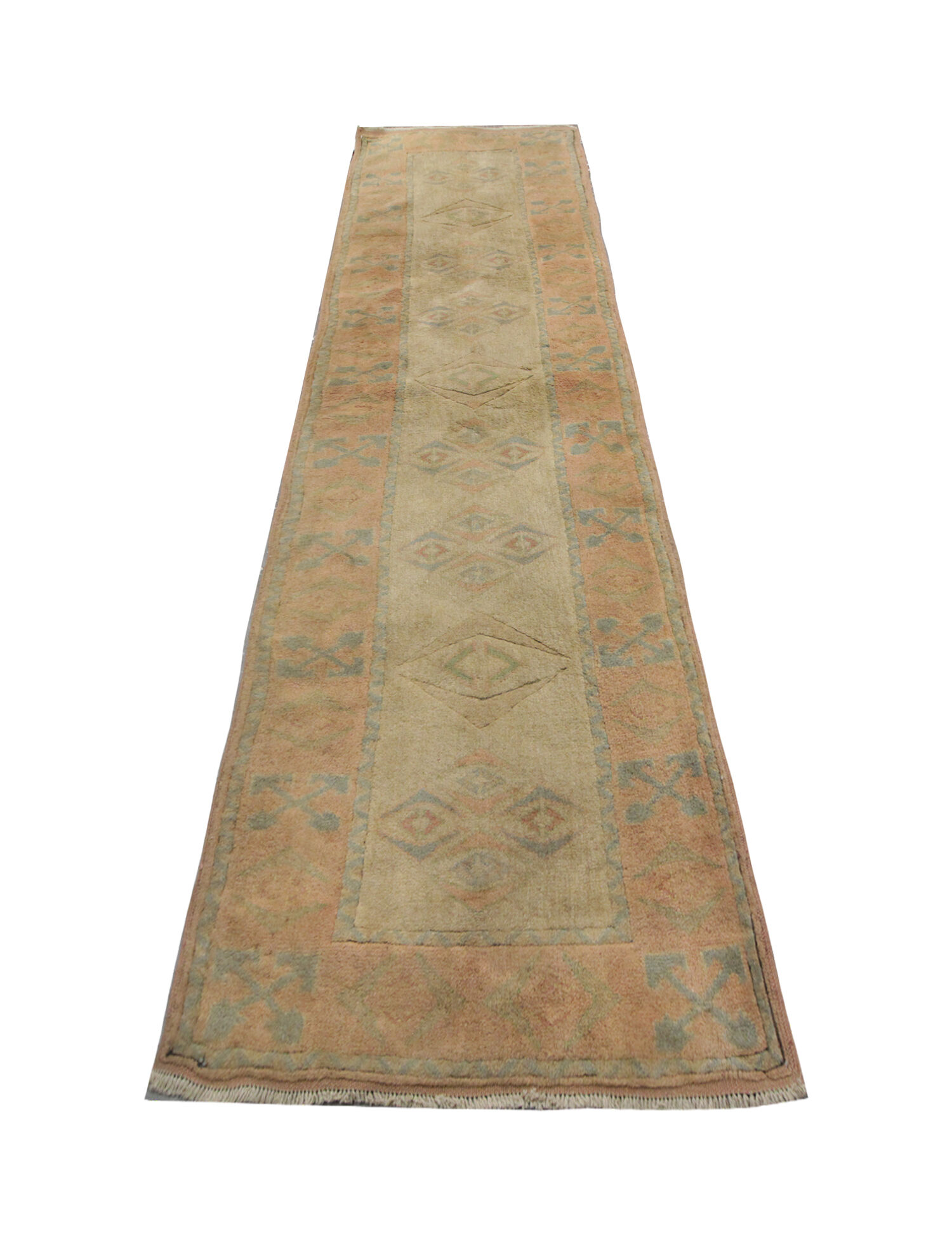 Handmade Cream Vintage Turkish Wool Konya Rug- 78x246cm