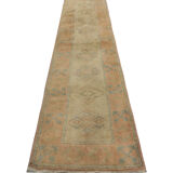 Handmade Cream Vintage Turkish Wool Konya Rug- 78x246cm