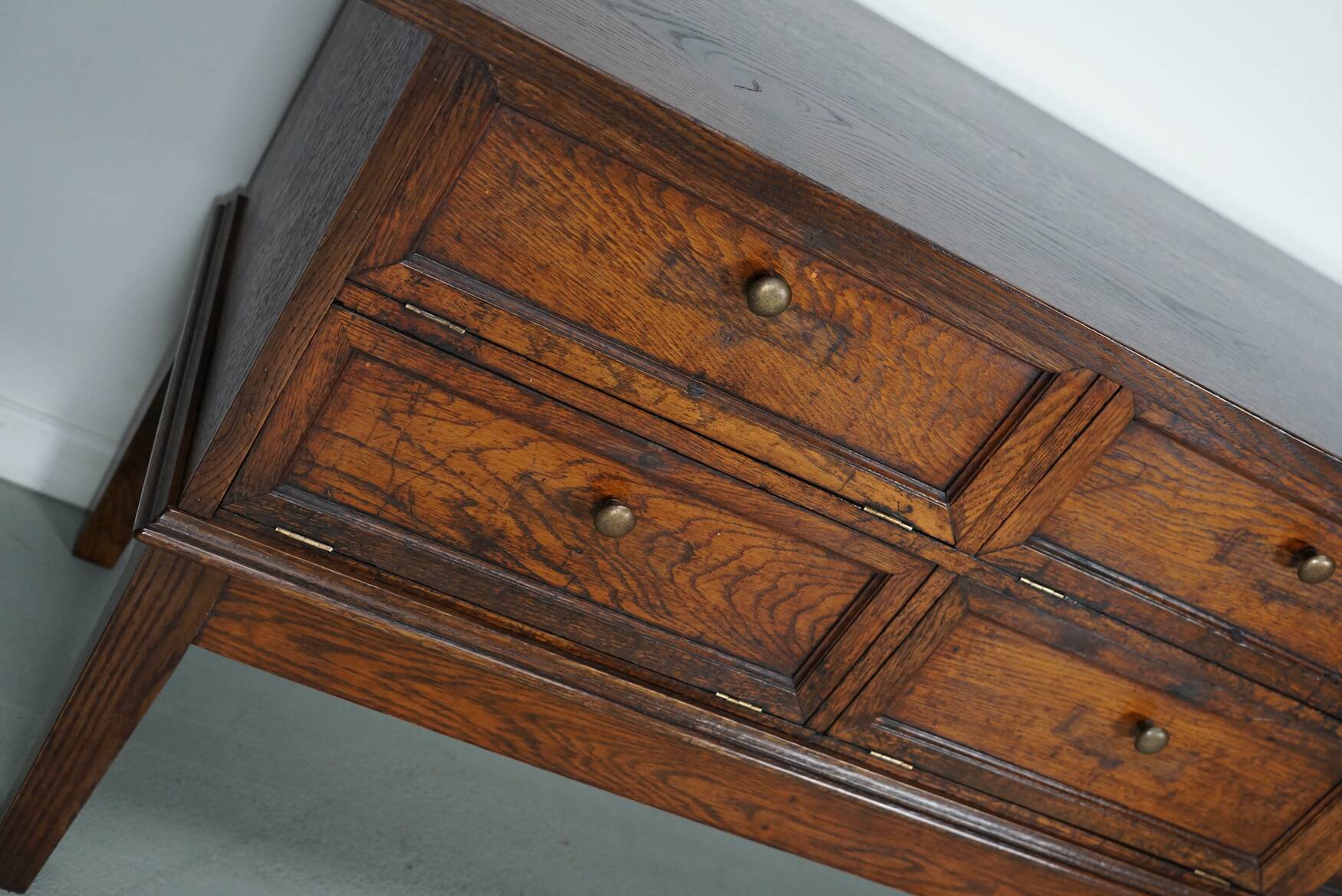 Antique French Oak Apothecary / Filing Cabinet Folding Doors, Early 20th Ce