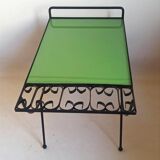 1960s side table with a lime green top, width 65.5 cm.