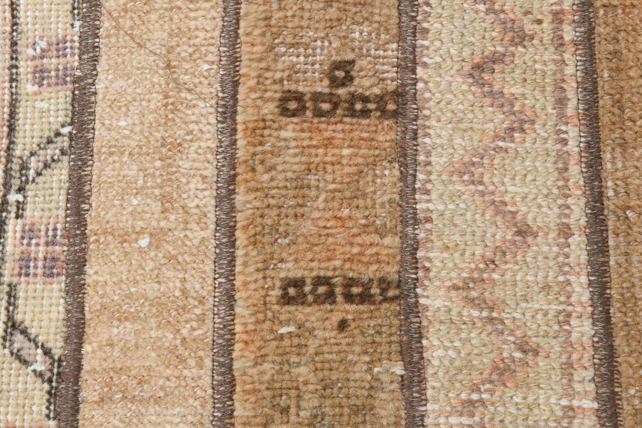 2x9 Soft Pastel Brown & Beige Turkish Runner Rug, 61x266Cm SK 21389