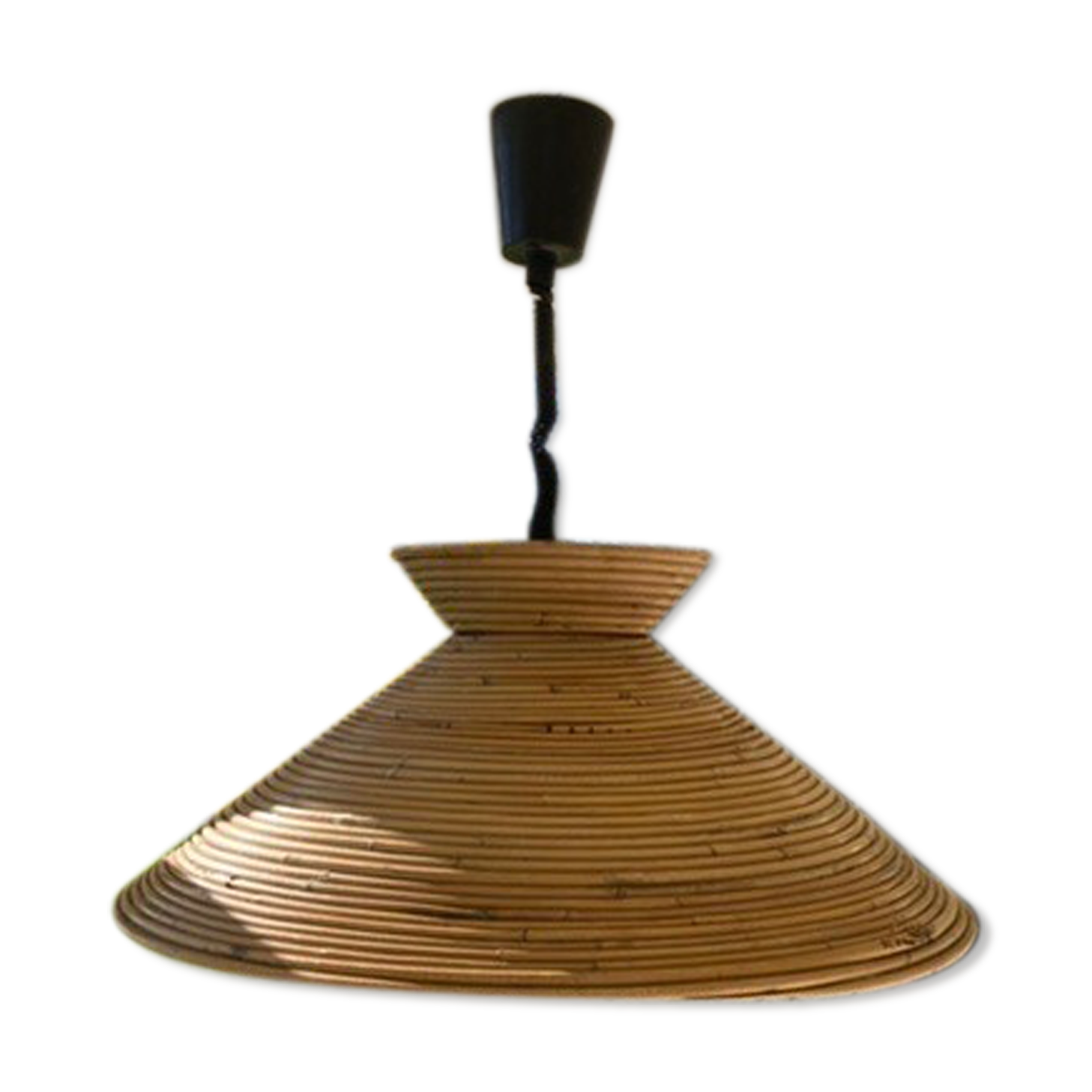 Seventies rattan hanging lamp