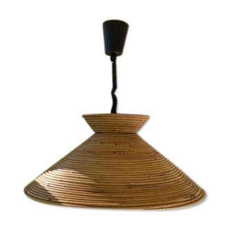 Seventies rattan hanging lamp